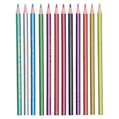 Zerodis 12Pcs Colored Pencil Set, Metallic Fluorescent Professional Coloring Pencil Art Colored Pencils Sketch Graffiti Painting Supplies for Adults