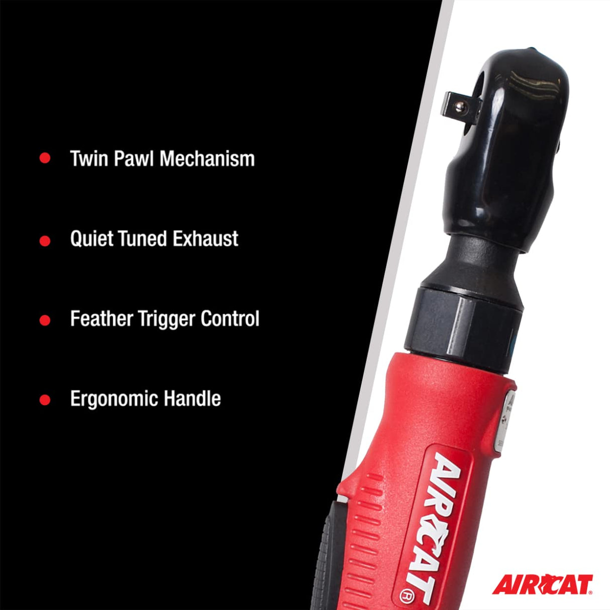 AIRCAT Pneumatic Tools 802: Composite Twin Pawl Ratchet Wrench 70 ft-lbs - 3/8-Inch AIRCAT