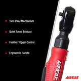 AIRCAT Pneumatic Tools 802: Composite Twin Pawl Ratchet Wrench 70 ft-lbs - 3/8-Inch AIRCAT