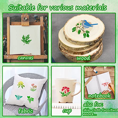 Stencils for Painting, 60pcs 3 Inch Reusable Samll Stencils for Crafts on Fabric Wood Wall Rock and Other Home Decor, Flower Stencils & Other Plant Felixcraft