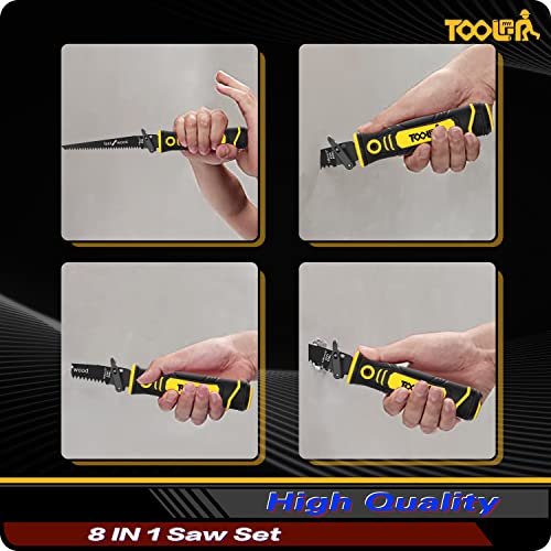 TOOLAN: 8-In-1 Multi Blades Hand Saw, Drywall Cutter Saw. Hacksaw. Long Blade Hand Saw For Cutting Drywall, Sheetrock, Wood, Metel, Plastic, Plywood. TOOLAN