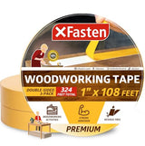 XFasten Double Sided Woodworking Tape, 1-Inch by 36-Yards, 3-Pack - Double Face Woodworker Turner's Tape for Wood Template, Removable & Residue Free XFasten