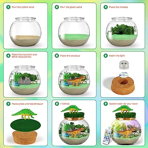 Dinosaur Gifts for Boys - Dinosaur Terrarium Kit for Kids - Birthday Gift for Boys Ages 4 5 6 7 8-12 Year Old - DIY Dinosaur Toys for Boys - Arts and LAOESE