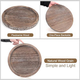 Round Decorative Wood Trays for Coffee Table Counter Farmhouse Kitchen Home Decor Centerpiece Wooden Candle Holder Tray Circular Serving Platters Ayiaren