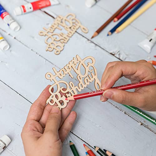 20Pack Mini Happy Birthday Wood Wall Art Happy Birthday Unfinished Ornaments for Christmas Wedding Birthday Party Decoration Home Door Wall