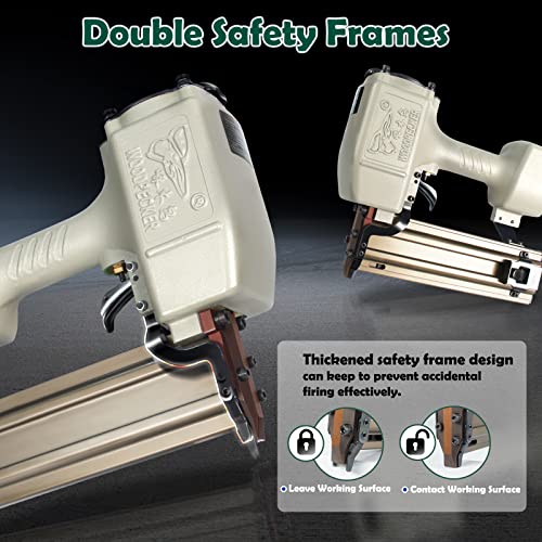 Woodpecker ST64 14 Gauge 3/4" to 2-1/2" Pneumatic Concrete T Nailer Gun with 400pcs Concrete T Nails, Air Power Heavy Duty Concrete Nail Gun Brad Since