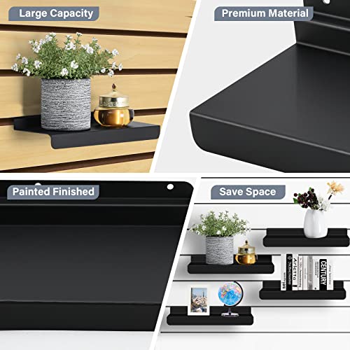 SNOGSWOG 4x10 Inch Slatwall Shelves Set of 8, Metal Slat Wall Shelves Accessories, Black Flat Display Shelves for Slat, Metal Retail Display for SNOGSWOG