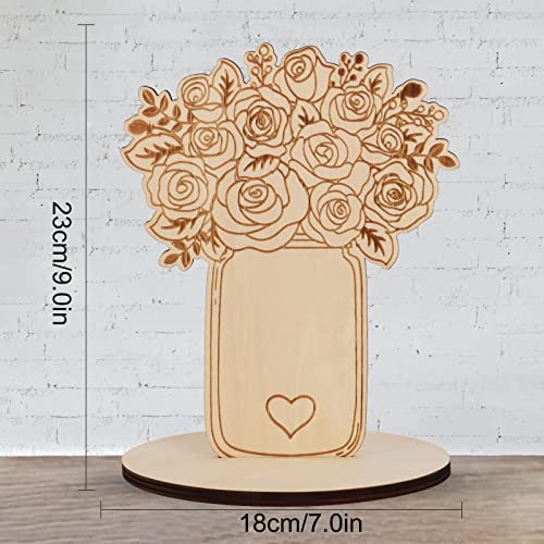 POPGIFTU Mother's Day Flowers Crafts, Wooden Flower Card, DIY Mothers Day Gift for Mum Grandma, Blank Flower Card, Wood Ornaments Flower - WoodArtSupply