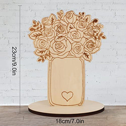 POPGIFTU Mother's Day Flowers Crafts, Wooden Flower Card, DIY Mothers Day Gift for Mum Grandma, Blank Flower Card, Wood Ornaments Flower - WoodArtSupply