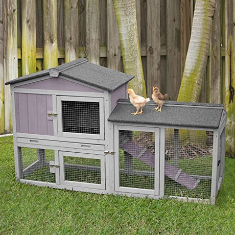 Aivituvin Chicken Coop for 2 Chickens, Wooden Duck House Outdoor Hen House Poultry Quail Cage-Expandable Design Aivituvin