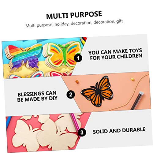 DECHOUS 40pcs Ornaments Wood Cutouts Wooden Paint Crafts Kids DIY Unfinished Wood Kits Wood Butterflies Slices Craft for Kids Wood Chips Mini Chips DECHOUS