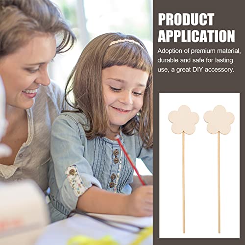 Toyvian 8pcs Girl Fairy Wands Stickers Unfinished Princess Wand Kit Homemade DIY Wood Flower Wand DIY Wooden Star Wands Unfinished Wood Crafts for Toyvian