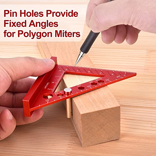 Small Square Tool with 0.7mm Mechanical Pencil Fixed Miter Angle Pin 90 Degree Mini Carpenter Square Precision Woodworking Machinist Measuring Square Gohelper