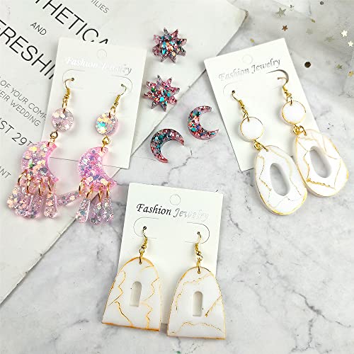 RESINWORLD Multi Piece Dangle Earrings Silicone Mold + 16pcs Variety Geometric Pendant Silicone Molds with Hanging Hole ResinWorld