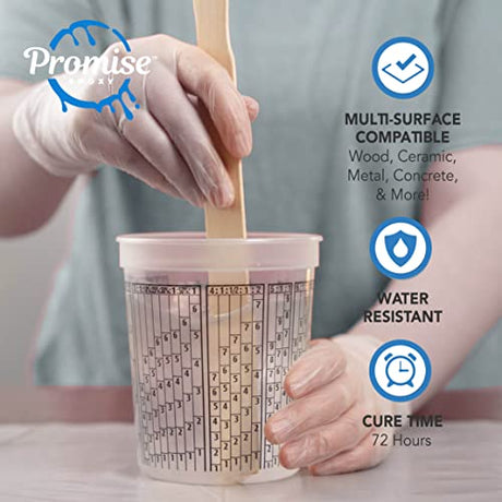 Epoxy Resin Promise Epoxy- Clear Coat Table Top 64 Oz | 2-Part Epoxy Resin (32 Oz) & Hardener Set (32 Oz) | Resin Epoxy Kit with Mixing Cups, Stir Pro Marine Supplies