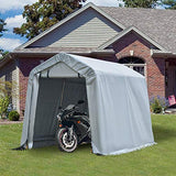 Outsunny 6' x 8' Carport Portable Garage, Heavy Duty Storage Tent, Patio Storage Shelter w/Anti-UV PE Cover and Double Zipper Doors, for Motorcycle Outsunny