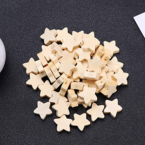 Wood Beads 100pcs Unfinished Wood Stars Beads Wooden Star Beads Natural for Craft Bracelet Necklace Jewelry Making Craft Beads Wooden Beads