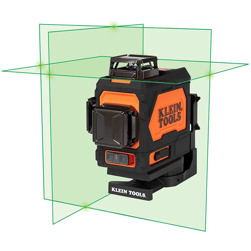 Klein Tools 93PLL Self-Leveling Laser Level, Green 3x360-Deg Planes, Rechargeable Battery, Magnetic Mount, Class II Laser (≤1mW @ 510-530nm), Orange - WoodArtSupply