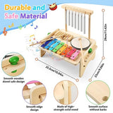 Kids Drum Set,Baby Musical Instrument for Toddler,Wooden Xylophone for Toddlers with Baby Drum Set and Wind Chime,Montessori Musical Instruments Toys BCY hohipi