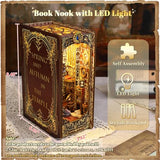 DIY Book Nook Kit with Sensor Light Music Box, 3D Wooden Puzzle for Adults, Covenant Church Bookshelf Insert, Self-Assembly Bookend Building Set Hallisun