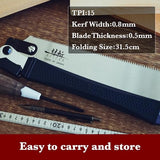 SUIZAN Japanese Folding Ryoba Pull Saw 9.5 Inch Double Edge Hand Saw for Woodworking Tools SUIZAN