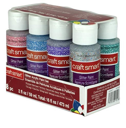 Glitter Acrylic Paint Set by Craft Smart 8 pcs - WoodArtSupply