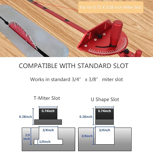 JCFANTS Precision Miter Gauge Table Saw Miter Gauge Extension Fence System with Repetitive Cut Flip Stop Telescoping Fence and Miter Track Stop for