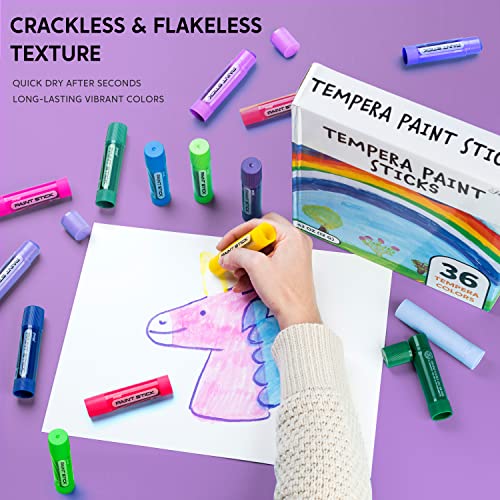JOYIN 36PCS Assorted Washable Tempera Paint Sticks, Quick Drying and No Mess Paint Sticks for Arts and Crafts Project, Art Easter Gifts for your Kids JOYIN