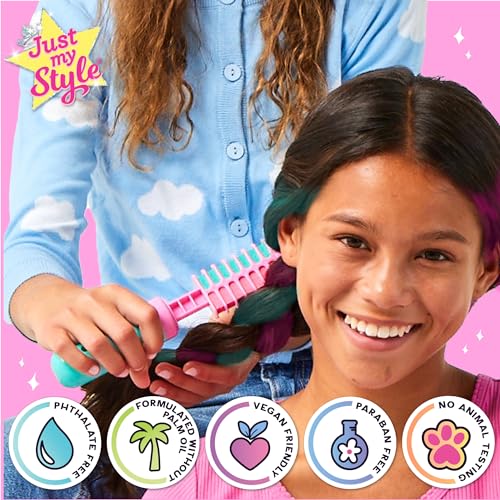 Just My Style All-in-One Hair Stylist, 4-in-1 Hair Styling Tool, Including Hair Gem Stamper, Hair Beader Tool, Hair Chalk, Hair Brush, Fun for Just My Style