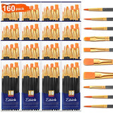 ESRICH Acrylic Paint Brushes Set, 16Packs/160Pcs, Nylon Brush Head, Suitable for Acrylic,Oil,Watercolor,Rock Body Face Nail Art,Perfect Suit of Art ESRICH