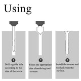 Rocaris 23-Pack Woodworking Chamfer Drilling Tool, 6pcs 1/4" Hex 5 Flute 90 Degree Countersink Drill Bits, 7pcs Three Pointed with L-Wrench, 8PCS Rocaris