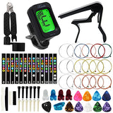 Anvin Acoustic Guitar Accessories Kit Including acoustic Guitar Strings, tuner, guitar capo, 3-in-1 restring tool, guitar picks, pick holder, bridge Anvin