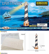 Puzzled 3D Puzzle Lighthouse Set Wood Craft Construction Model Kit, Fun & Educational DIY Wooden Toy Assemble Model Unfinished Crafting Hobby Puzzle Puzzled
