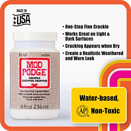 Mod Podge One-Step Crackle Medium, 8 fl oz Premium Acrylic Sealer, Perfect for Easy to Apply DIY Arts and Crafts, CS25384, Clear Mod Podge