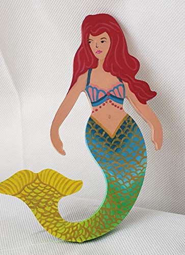 Mermaid Cutout Unfinished Wood Summer Beach House Nautical Door Hanger MDF Shape Canvas Style 3