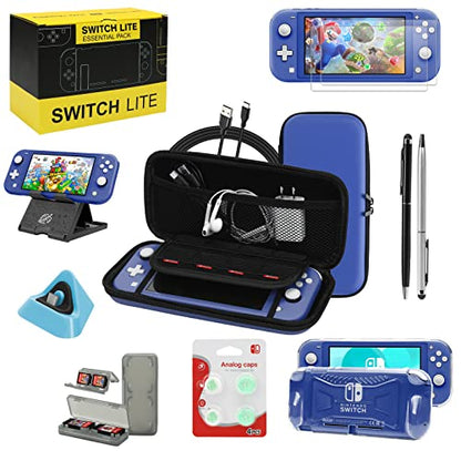 Switch Lite Accessories Bundle, Kit with Carrying Case,TPU Case Cover with Screen Protector,Charging Dock,Playstand, Game Card Case, USB Cable, - WoodArtSupply