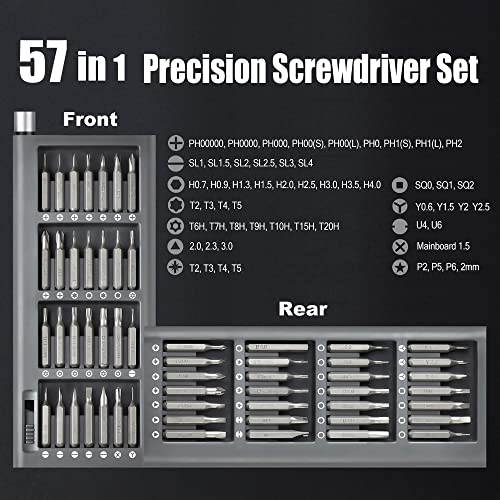 EZARC Precision Screwdriver Set, 57 in 1 Small Screwdriver Magnetic Screwdriver Electronics Repair Tool Kit for Laptop, MacBook, iPhone, Tablet, EZARC