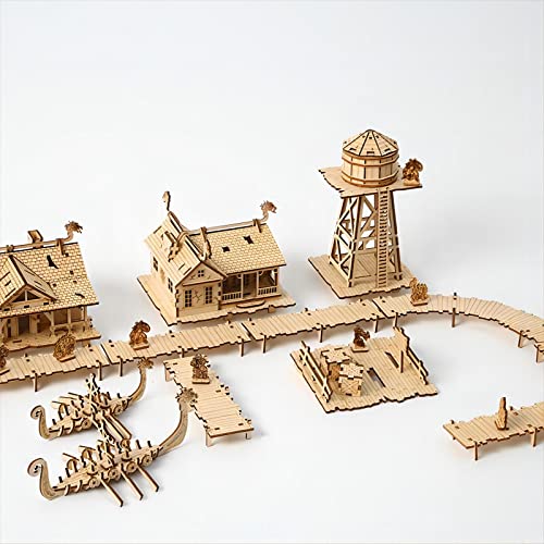 bennama 3D Wooden Puzzles Viking Port Invasion Model Kits, Brainteaser and Puzzle for Christmas/Birthday,Gifts for Adults and Teens to Build bennama