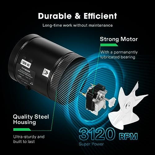 VIVOSUN Inline Booster Duct Fan 6” 275 CFM with Speed Controller, HVAC Exhaust Ventilation Fan with Low Noise for Basements, Bathrooms, Kitchens, VIVOSUN