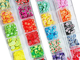 AKOAK 2 Boxes of Crystal Mash Clay Strip Flowers Fruit Slices Apples, Strawberries, Watermelons Nail Crafts Making, Decorations Scrapbook DIY Crafts AKOAK