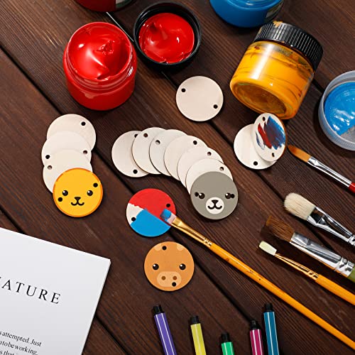 Bememo Circle Wooden Tags Birthday Board Tags with 2 Holes for Birthday Board Chore Board DIY Crafts, 1.5 Inches(100 Pieces)
