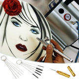 BLMHTWO 11 Pieces Airbrush Cleaning Kit, Airbrush Accessories Airbrush Spray Cleaning Repair Tool Kit Includes 1 Piece Wash Needle 5 Pieces Cleaning BLMHTWO