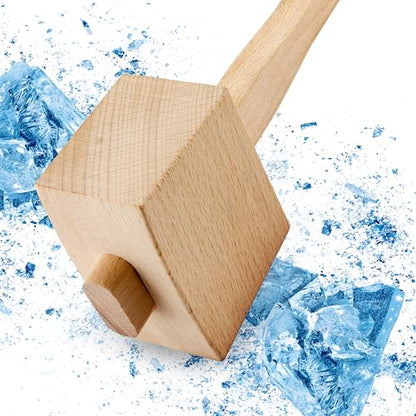 Hordion 1Pcs 9.6 Inch Wooden Mallet Hammer Wood, Ice Hammer Wood Heavy Duty, Beech Mallet Woodworking Carving, Solid Beechwood Hand Tool for - WoodArtSupply