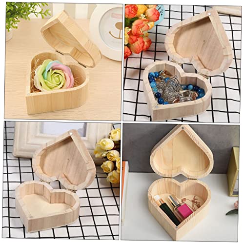 NOLITOY 5pcs Vintage Cases Unfinished Treasure Chest Heart Jewelry Case Ring Case Jewelry Organizer Tray Engagement Ring Heart Case Ring Chest NOLITOY