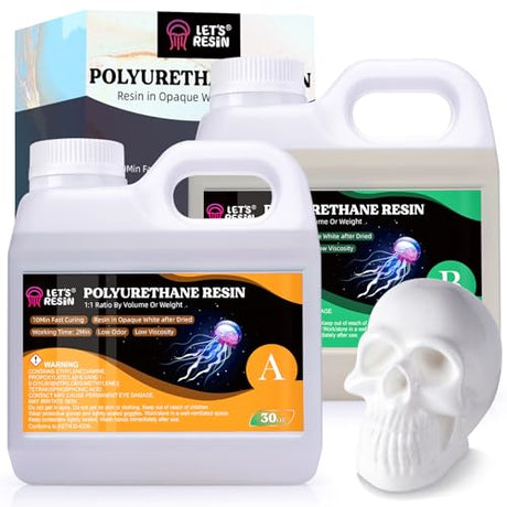 LET'S RESIN Polyurethane Resin, 60oz 2 Part Casting Resin, Fast Cured Resin within 10 Minutes, Ultra Low Viscosity & Low Odor Pourable Liquid Plastic LET'S RESIN