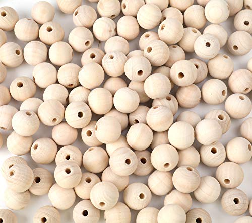 Foraineam 600pcs 12mm Wooden Beads Unfinished Natural Wood Loose Beads Round Ball Wood Spacer Beads for DIY Crafts Jewelry Making Foraineam