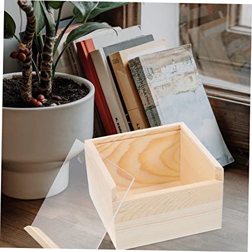 TEHAUX 3pcs Box Storage Wooden Box Sundries Storage Case Wood Crates Unfinished Wooden Decor Party Gifts Supplies Treasure Chest Gift Packing Desk TEHAUX