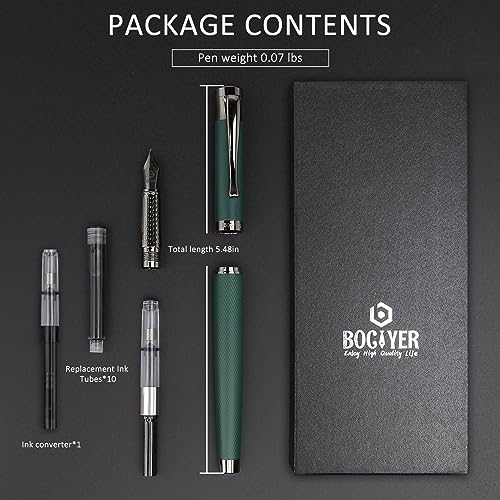 BOCIYER Luxury Fountain Pen Set,Ink Pen for Smooth Writing,Medium Nib,Includes 10 Ink Cartridges&Ink Converter,Best Pen Gift Case for Men & - WoodArtSupply