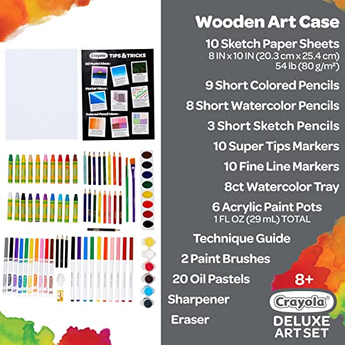 Crayola Wooden Art Set, 80+ Pcs, Arts and Crafts for Kids 8+, Artists Gifts Crayola