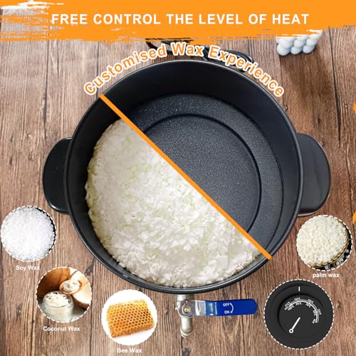 Leerie 5Qts/10Lbs Wax Melter for Candle Making - L5 Candle Wax Melting Pot with Heating Core Brass Spout & Temp Control for DIY Home Business Candle Leerie